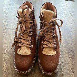Lace up suede boots